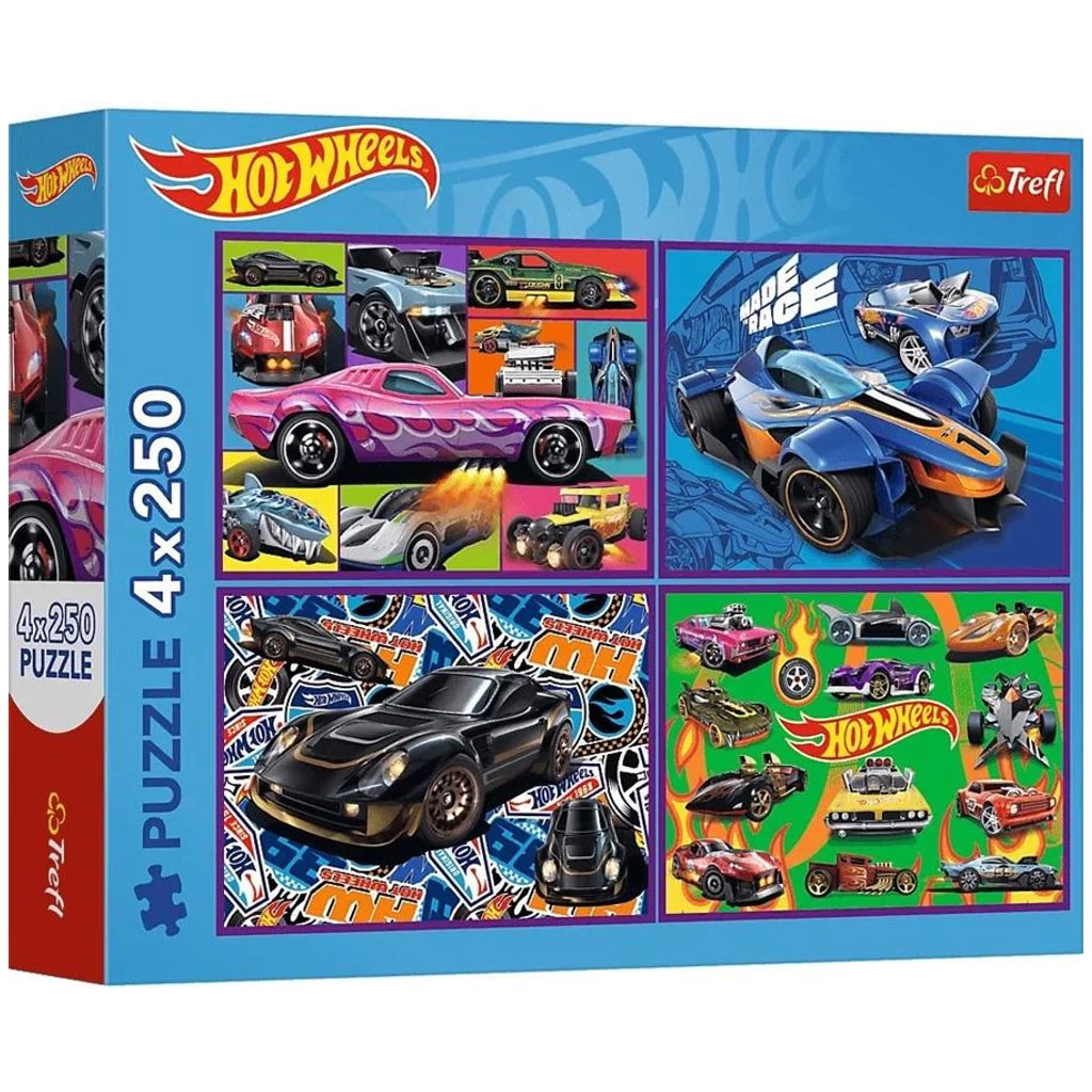 Hot Wheels състезателни коли 4x250бр. пъзел - Trefl изображение 1