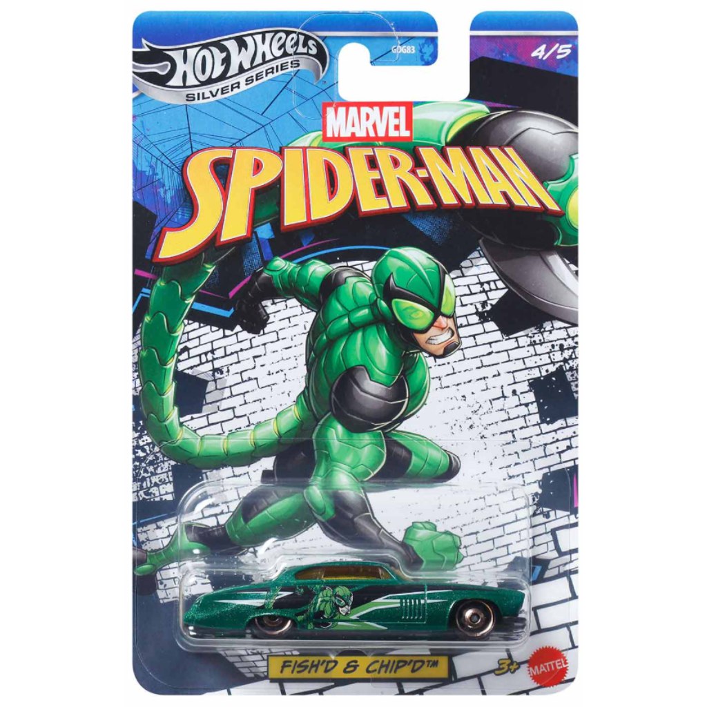 Hot Wheels Silver Series: Marvel Спайдърмен Fish’d & Chip’d количка 1/64 - Mattel изображение 1