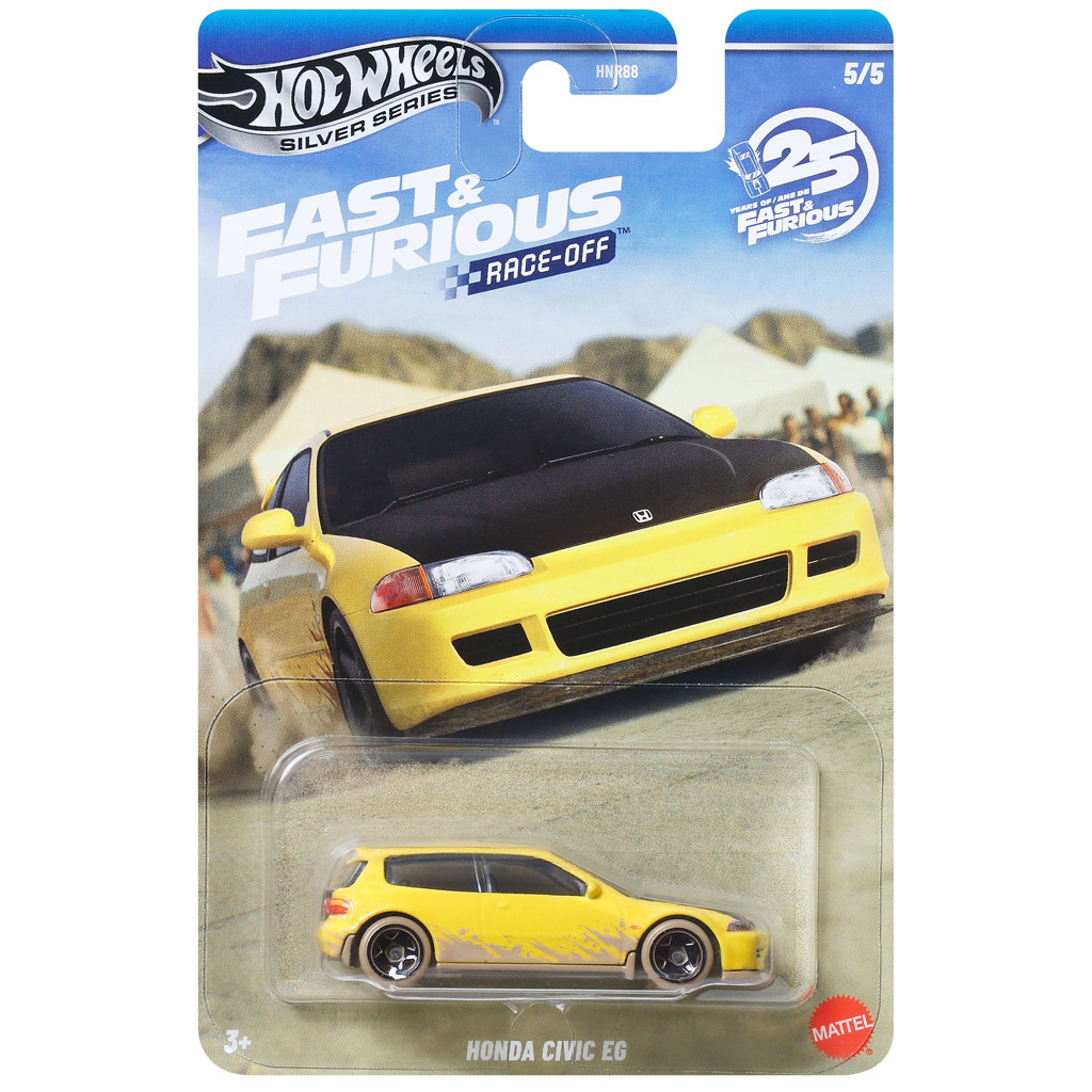 Hot Wheels: Смъртоносна надпревара Honda Civic EG жълта количка 1/64 - Mattel изображение 1