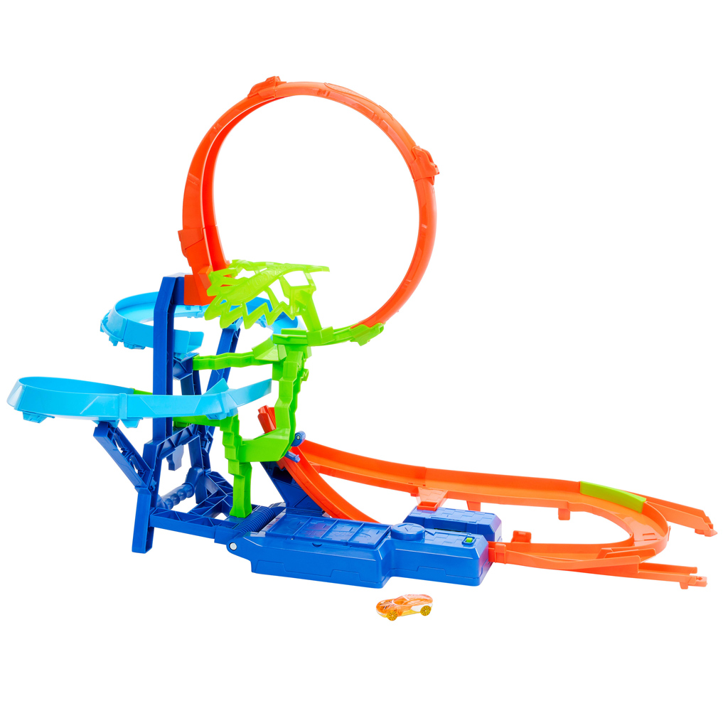 Hot Wheels Stunt Tracks: Сблъсък във въздуха писта с количка – Mattel изображение 2