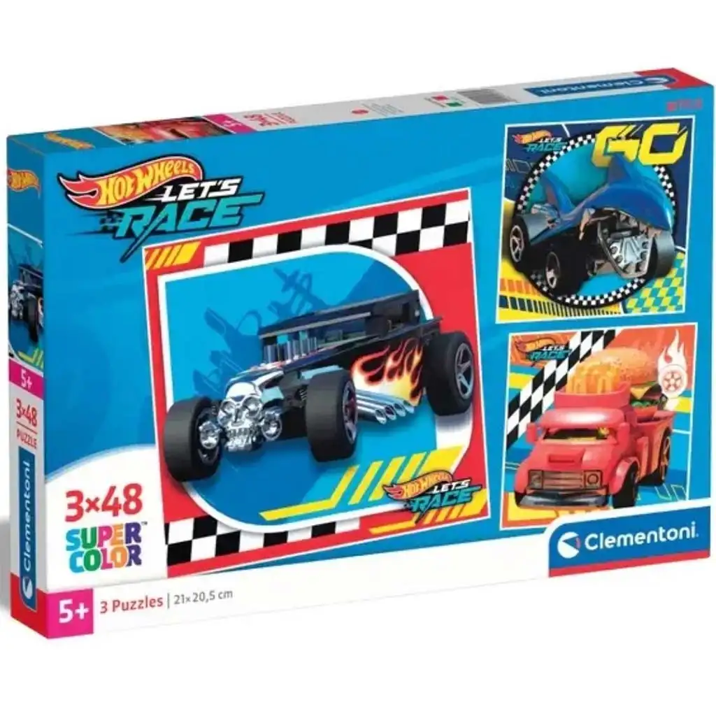 Hotwheels 3x48бр. Supercolor пъзел - Clementoni изображение 1