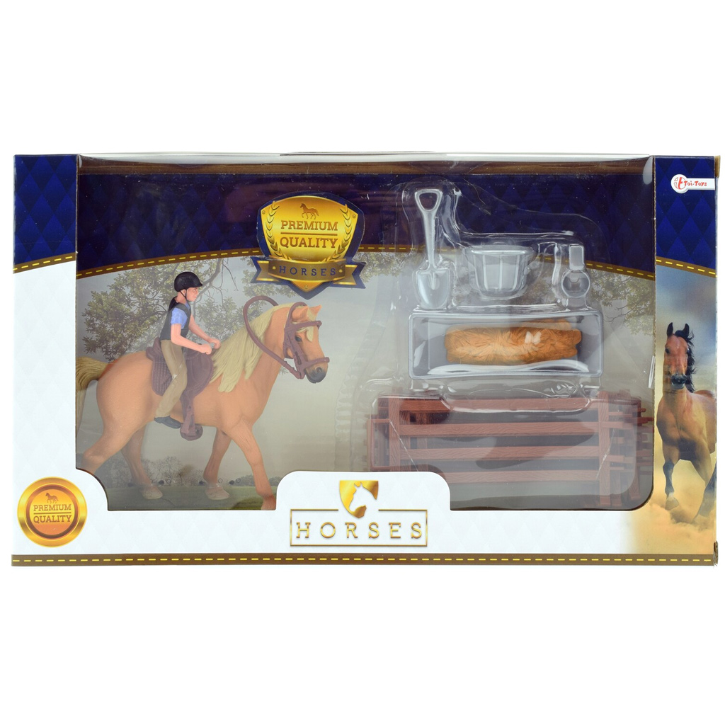 Играчка комплект с кафяв кон и ездач изображение 1