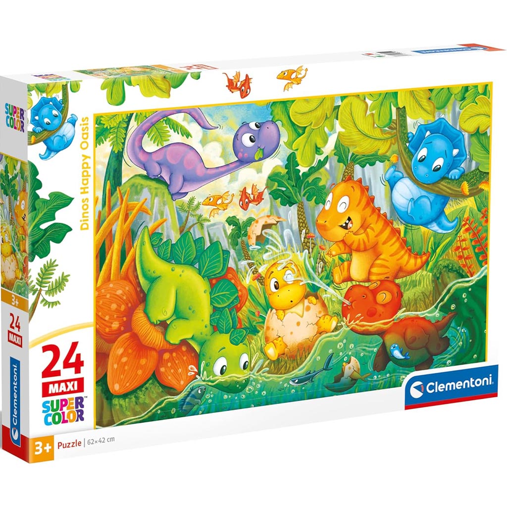 Играещи динозаври 24 части макси суперколор пъзел - Clementoni изображение 1