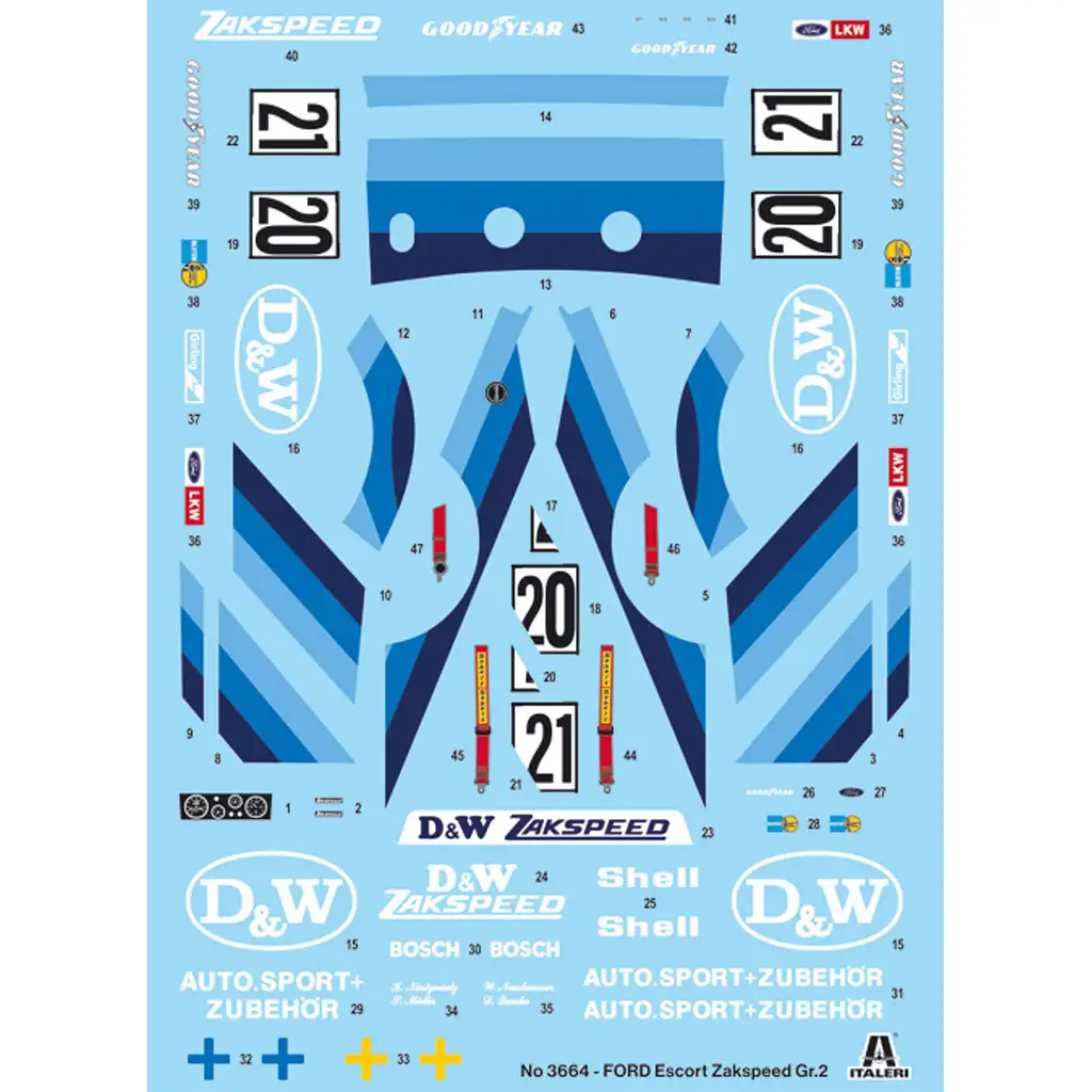 Italeri 1/24 Ford Escort Zakspeed Gr.2 автомобилен модел изображение 2