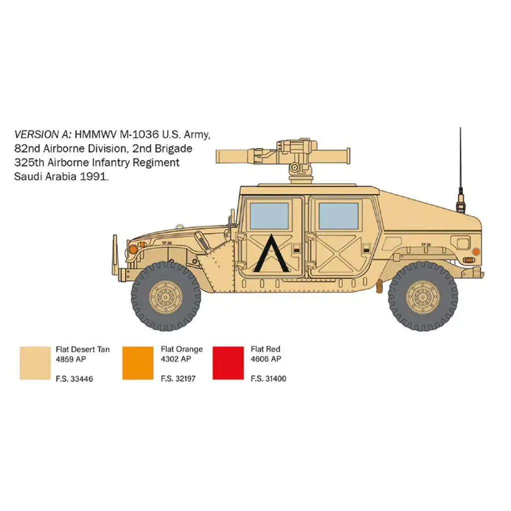 Italeri 1/35 HMMWV M1036 TOW Carrier военно превозно средство модел изображение 3