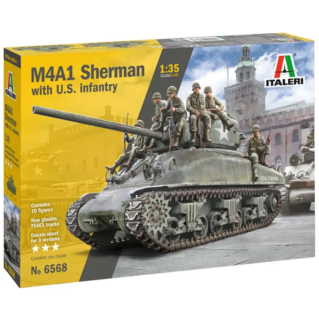 Italeri 1/35 M4A1 SHERMAN танк с американски екипаж модел изображение 9