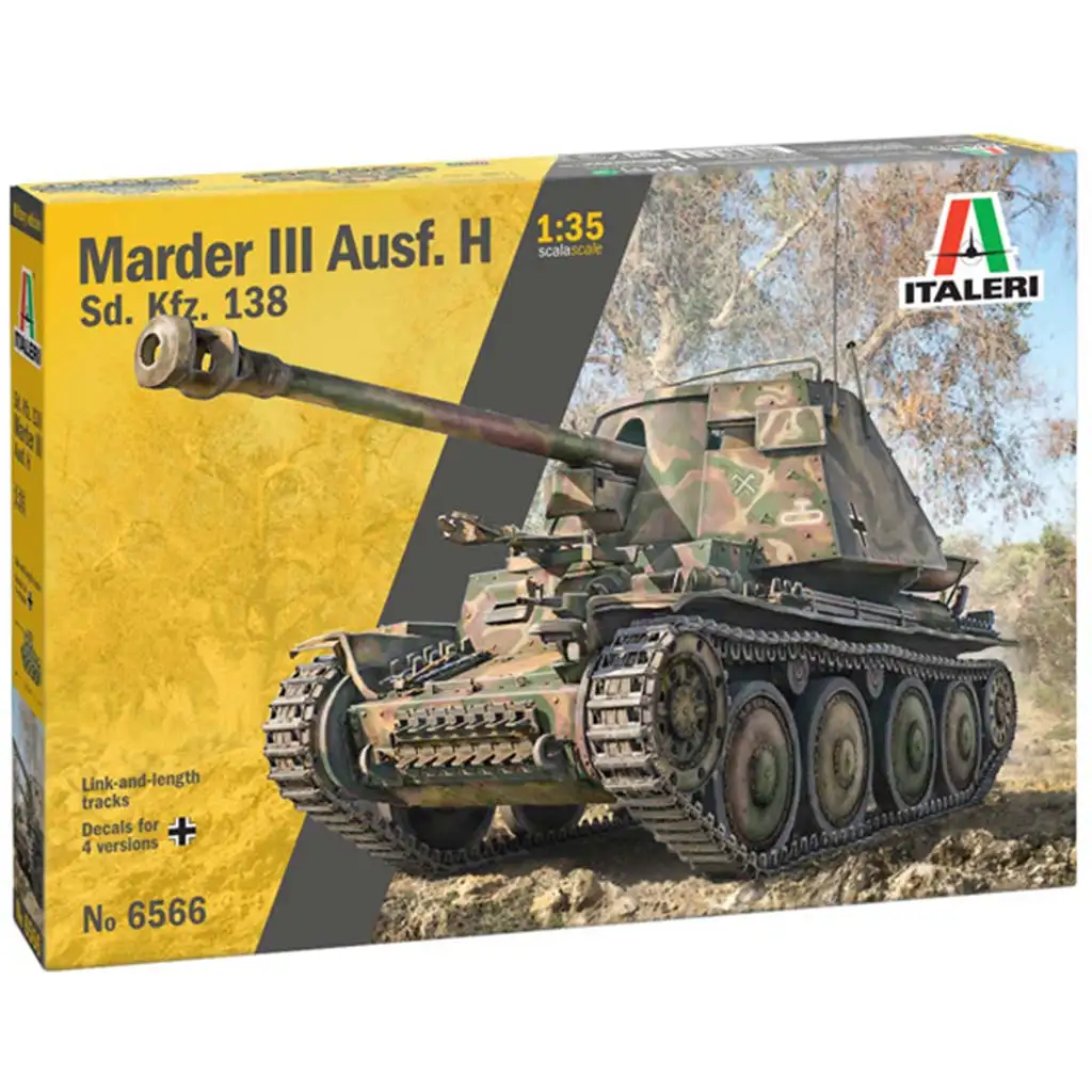 Italeri 1/35 Marder III Ausf. H Sd.Kfz.138 танк модел изображение 1
