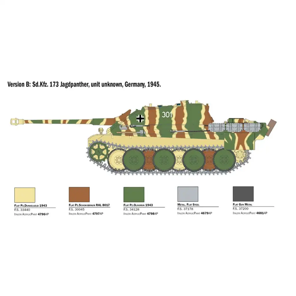 Italeri 1/35 Sd.Kfz.173 Jagdpanther танк с екипаж в зимна униформа модел изображение 3