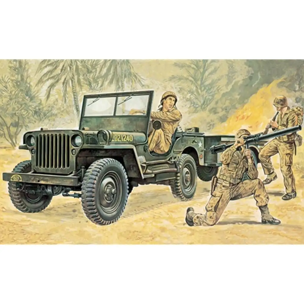 Italeri 1/35 Willys MB военно Jeep с ремарке модел изображение 7