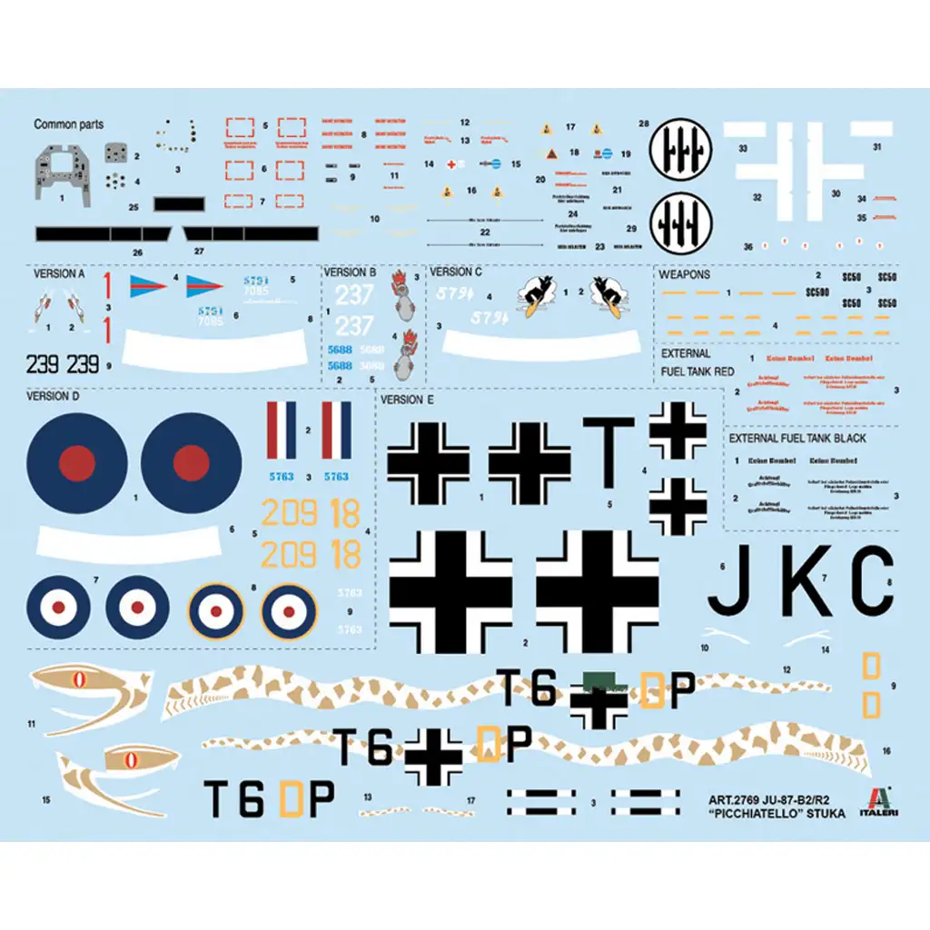 Italeri 1/48 Ju 87 B-2/R-2 Picchiatello самолетен модел изображение 2