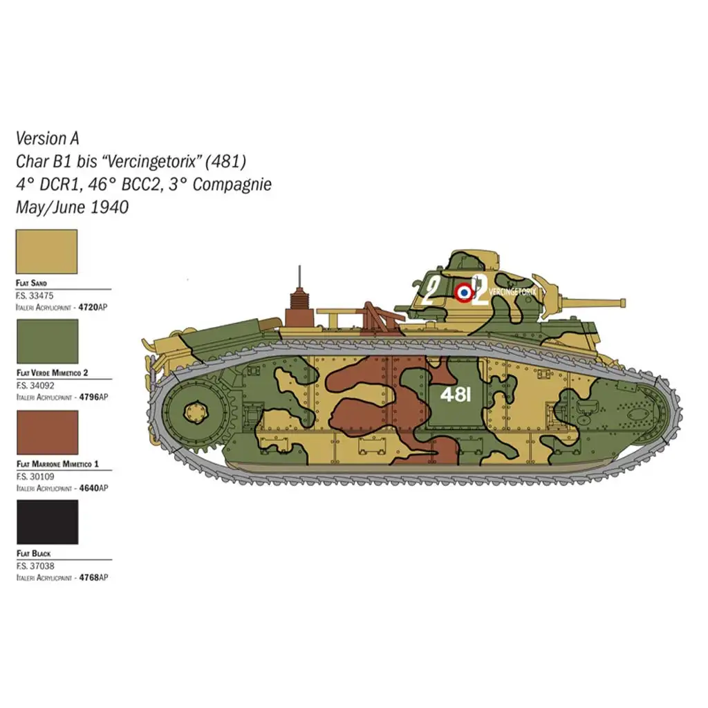 Italeri 1/56 Char B1 Bis танк модел изображение 3