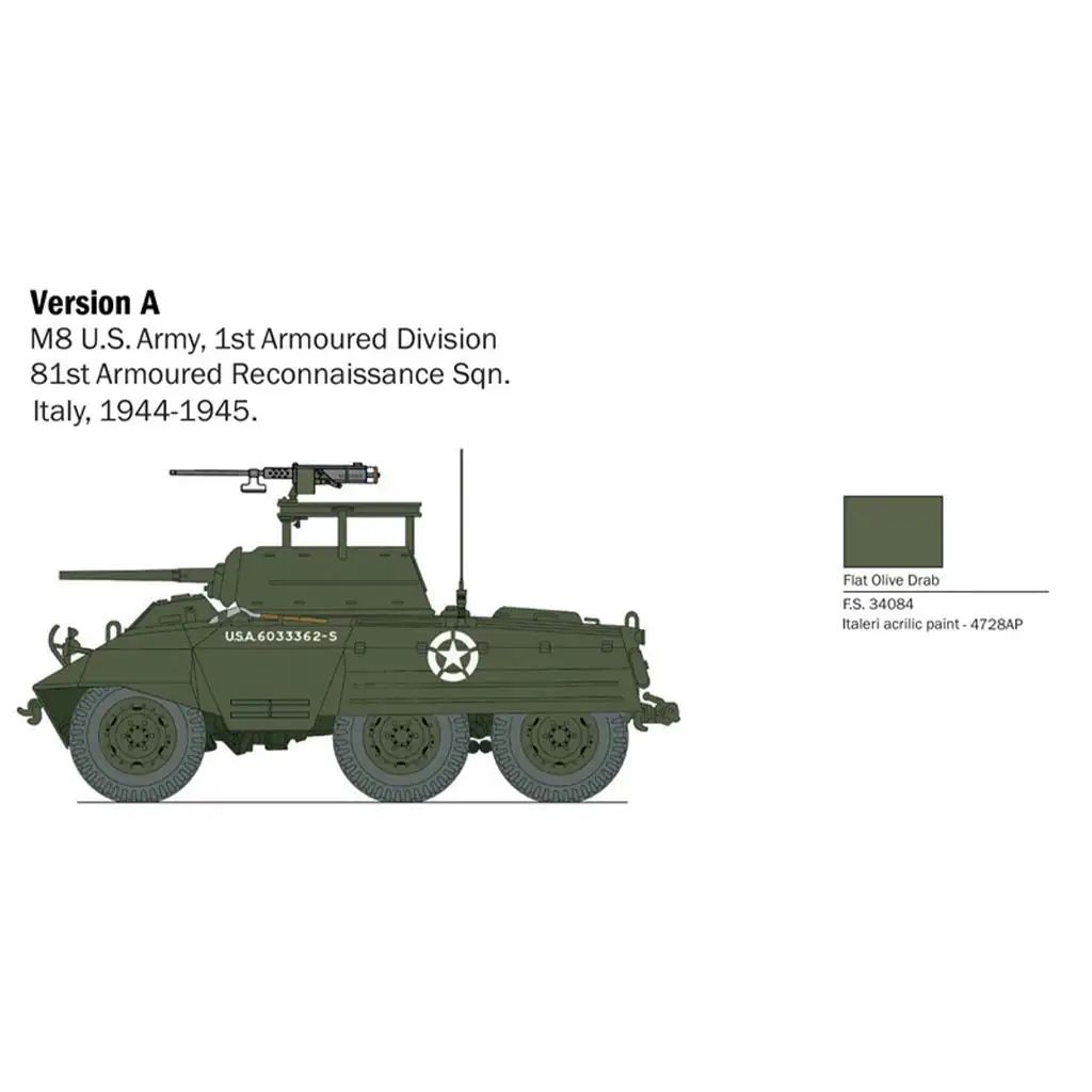 Italeri 1/56 M8/M20 танк модел изображение 3