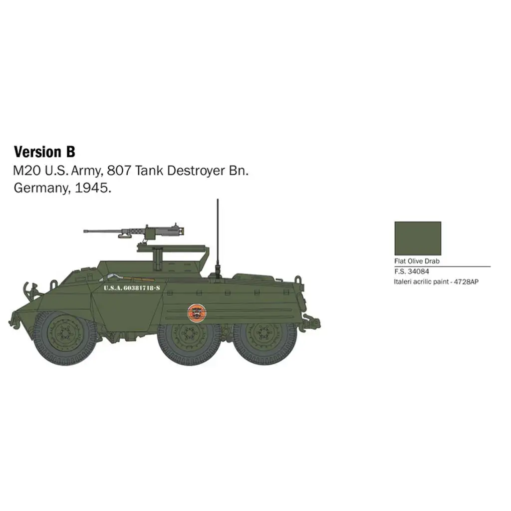 Italeri 1/56 M8/M20 танк модел изображение 4