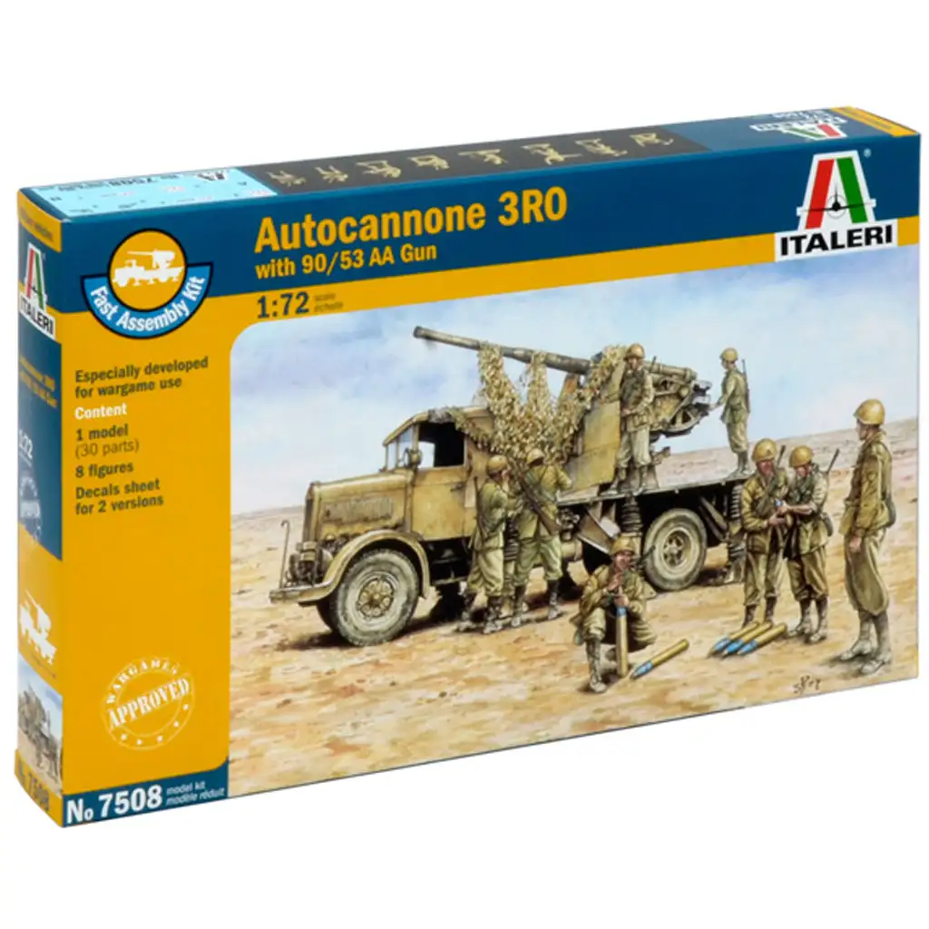 Italeri 1/72 Автоканоне 3RO противовъздушно оръдие с 8 фигури модел комплект изображение 1