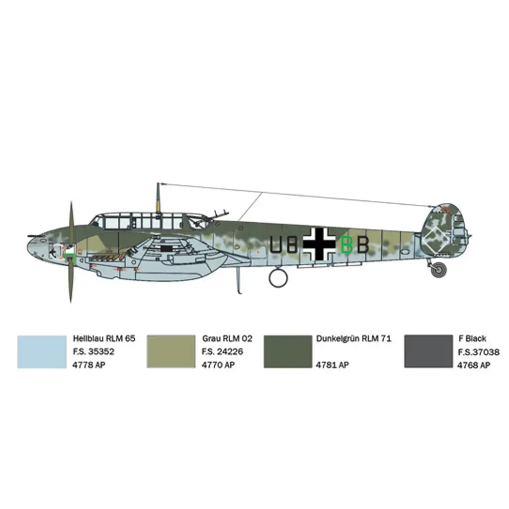 Italeri 1/72 Bf 110 C Zerstörer изтребител модел изображение 3