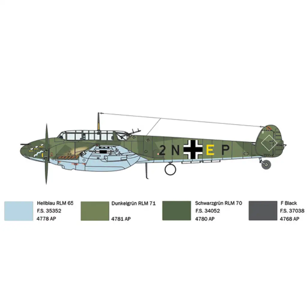 Italeri 1/72 Bf 110 C Zerstörer изтребител модел изображение 4
