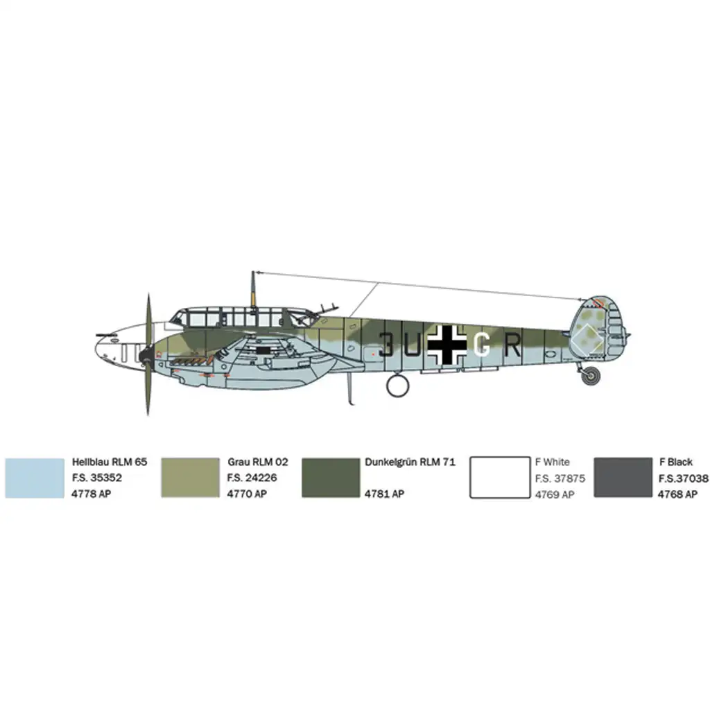 Italeri 1/72 Bf 110 C Zerstörer изтребител модел изображение 5