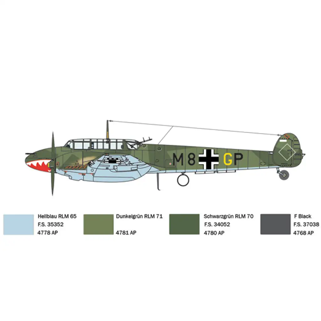 Italeri 1/72 Bf 110 C Zerstörer изтребител модел изображение 6