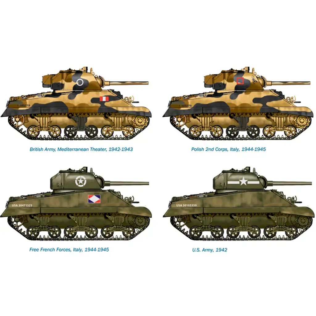 Italeri 1/72 M4A2 Sherman III танк 2бр. комплект за моделиране изображение 3