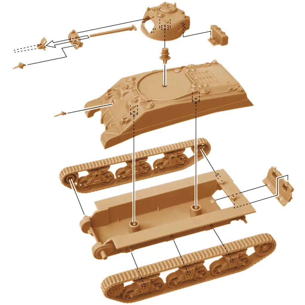 Italeri 1/72 M4A2 Sherman III танк 2бр. комплект за моделиране изображение 4
