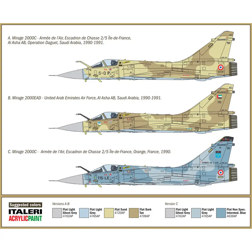 Italeri 1/72 Mirage 2000C изтребител модел изображение 3