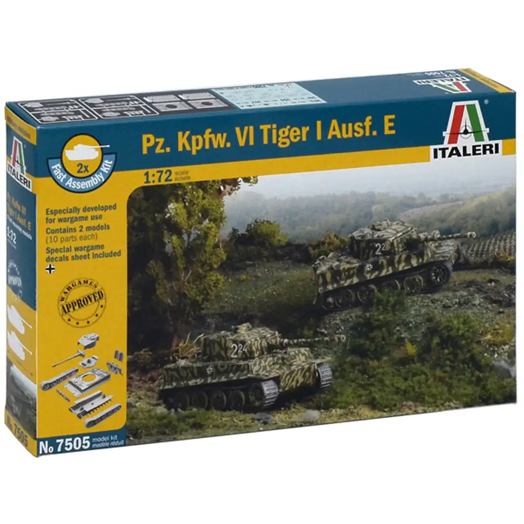 Italeri 1/72 Pz. Kpfw. VI Tiger I Ausf. E Tigris танк 2бр. комплект за моделиране изображение 1