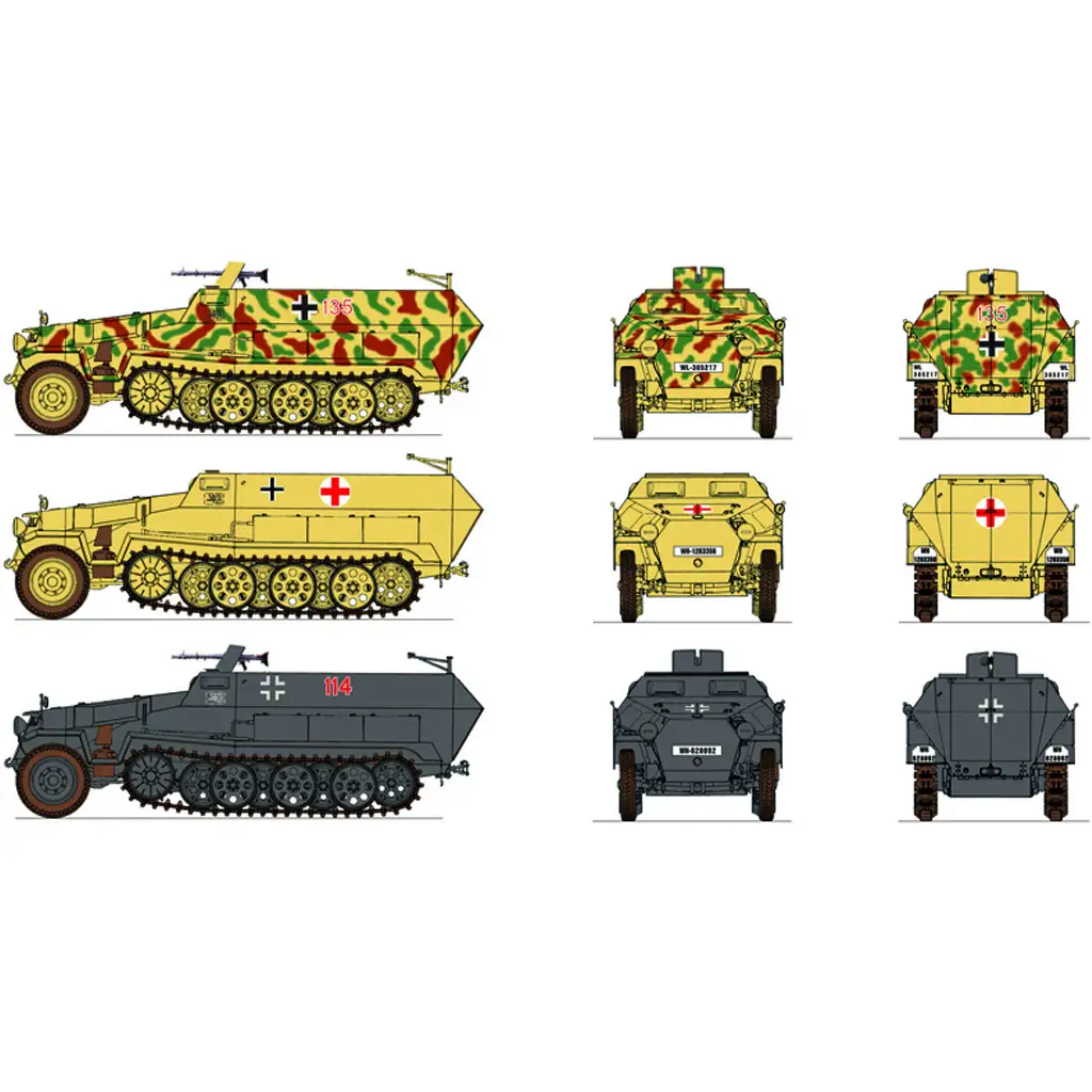 Italeri 1/72 Sd. Kfz. 251/1 Ausf. C полу-гусенични бронетранспортьори 2бр. комплект модел изображение 3