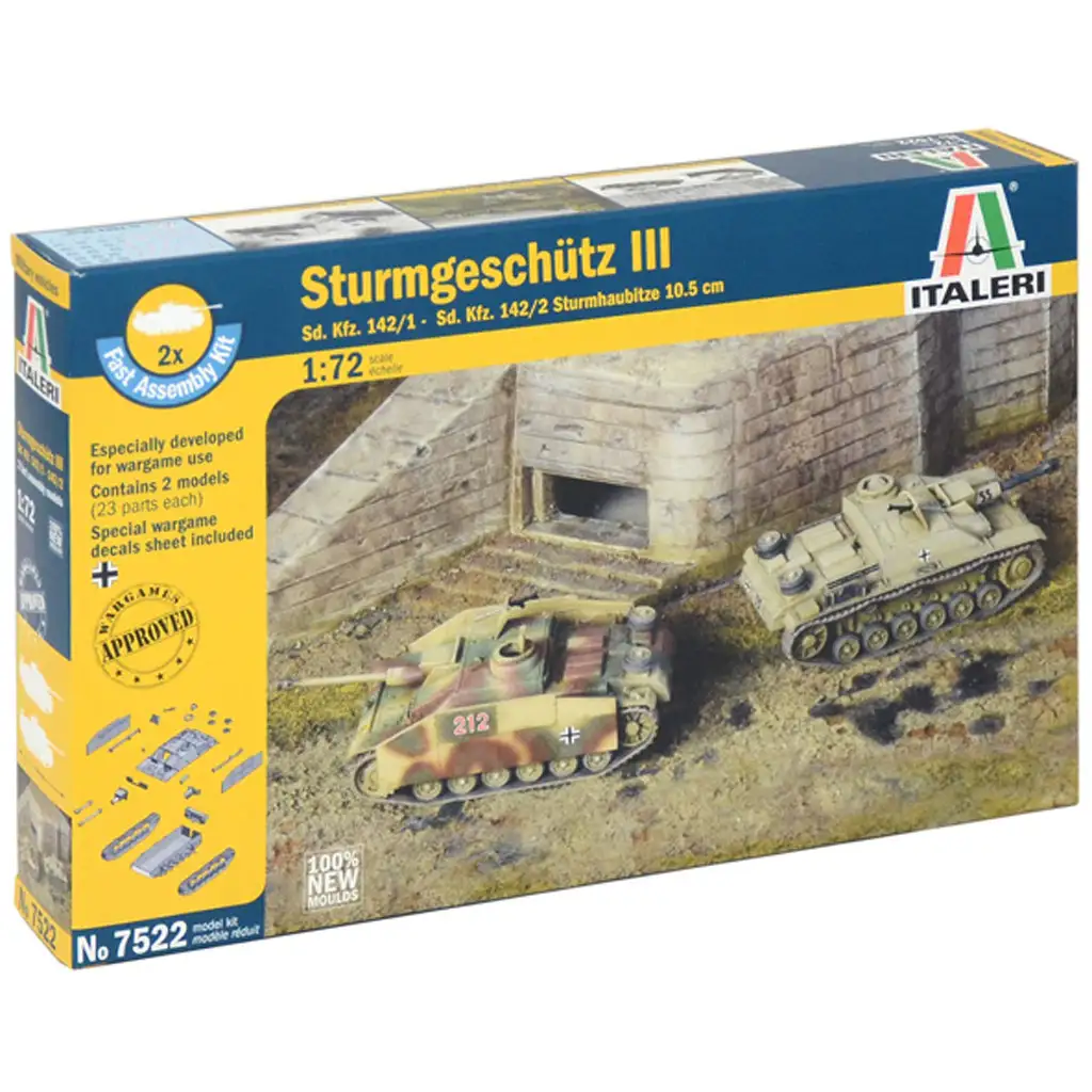 Italeri 1/72 Sturmgeschütz III штурмова машина 2бр. комплект за моделиране изображение 1