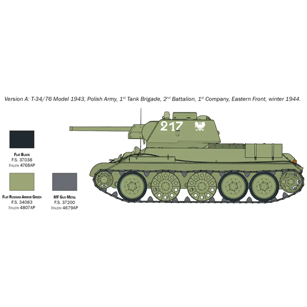 Italeri 1/72 T-34/76 Модел 1943 танк модел изображение 3