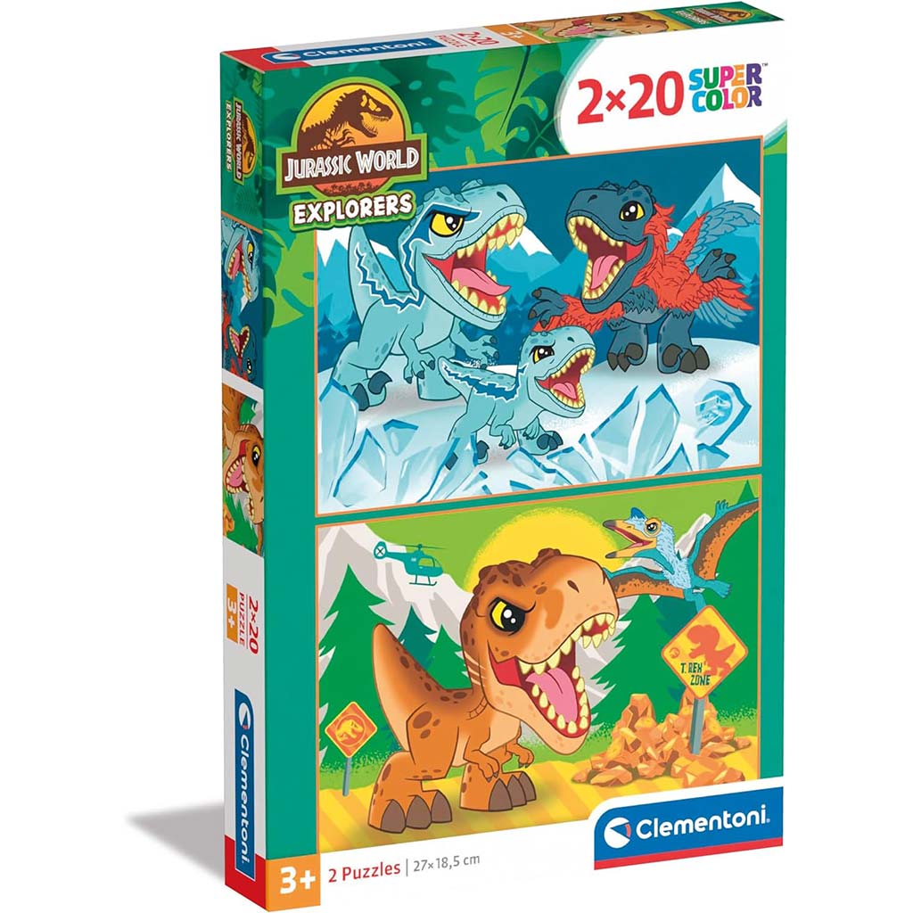 Jurassic World 2x20бр. Supercolor пъзел - Clementoni изображение 1