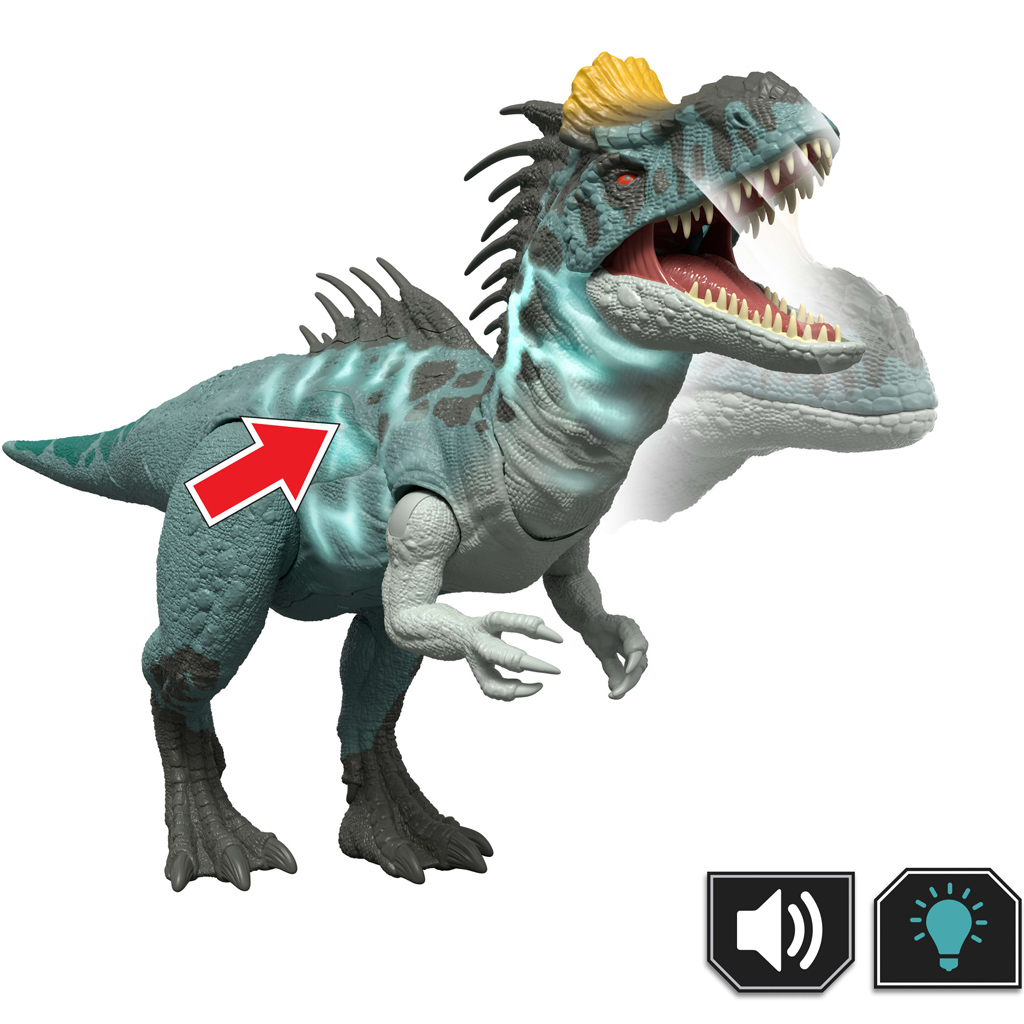 Jurassic World: Cryolophosaurus атакуващ динозавър с звук и светлина – Mattel изображение 2