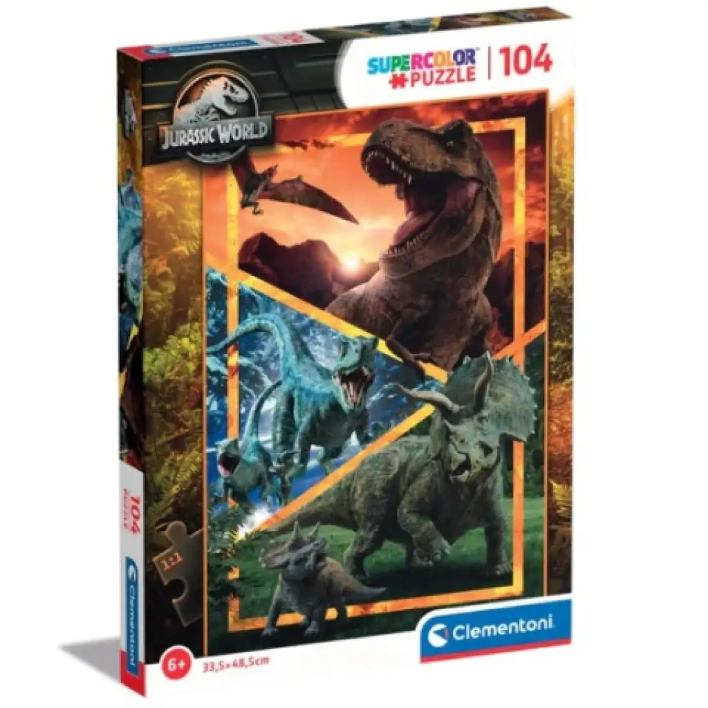 Jurassic World динозаври Supercolor 104 части пъзел - Clementoni изображение 1