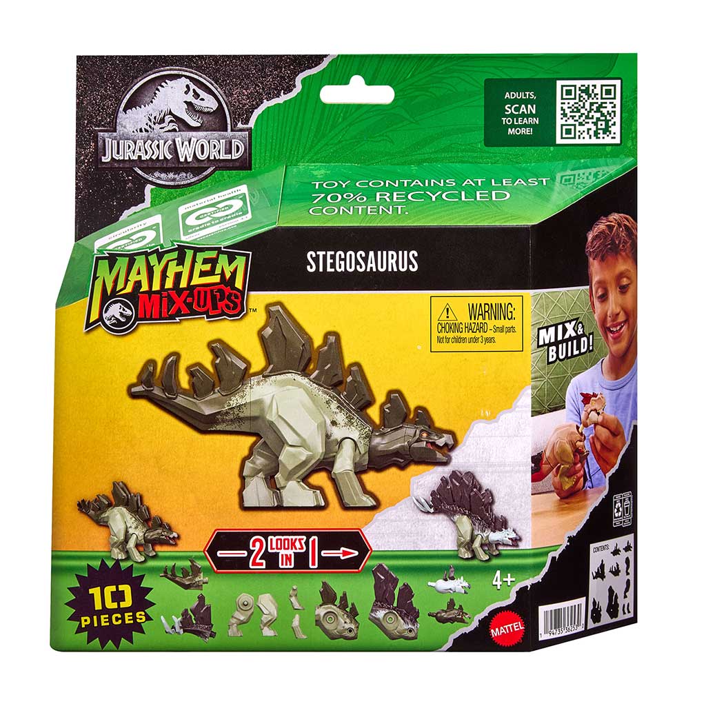Jurassic World: Mayhem Mix-Ups DIY Мутант динозавър Стегозавър - Mattel изображение 1