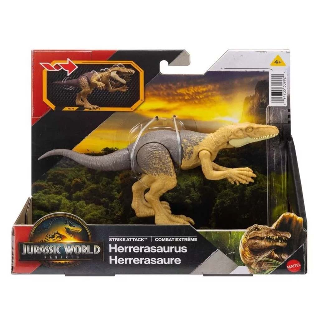 Jurassic World: Възраждане Strike Attack Herrerasaurus атакуващ динозавър фигура - Mattel изображение 1