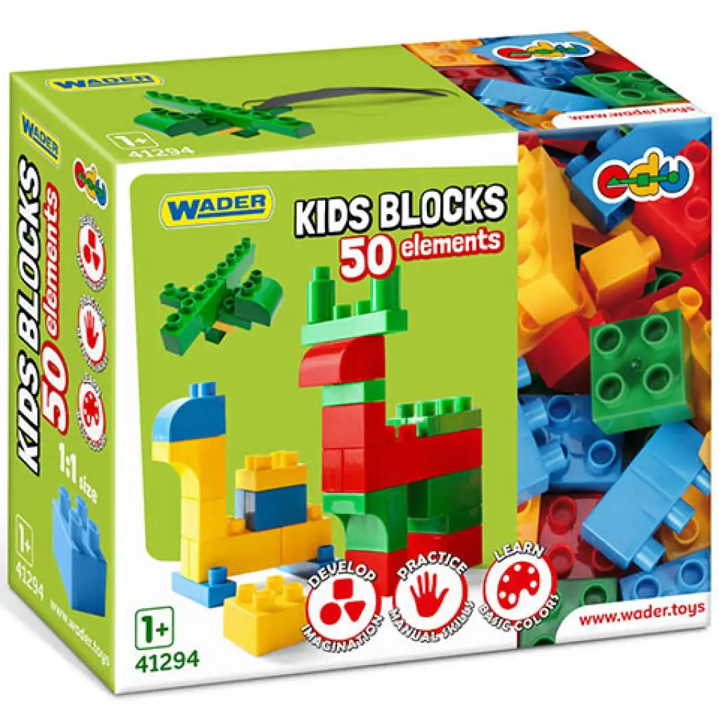 Kids Bloks строителни елементи 50бр. комплект - Wader изображение 1