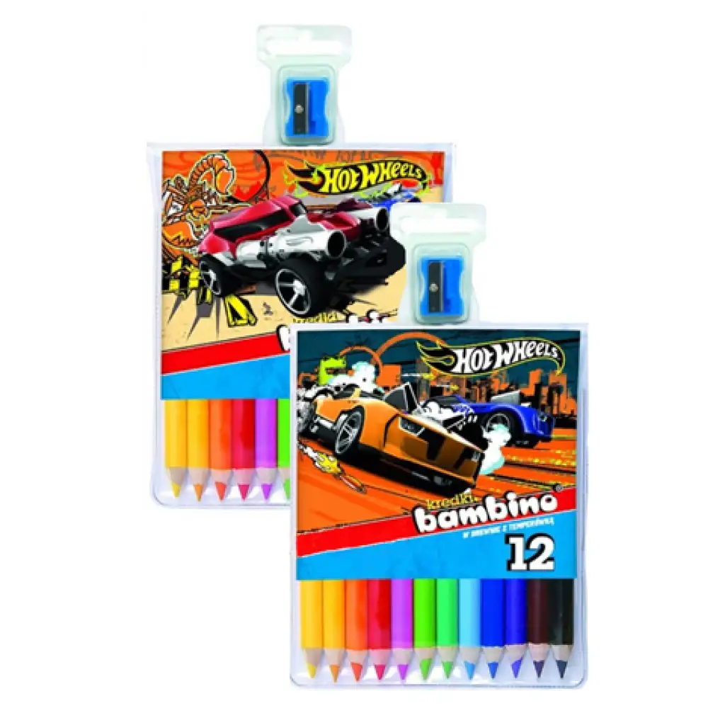 Комплект цветни моливи Hot Wheels 12бр. изображение 1