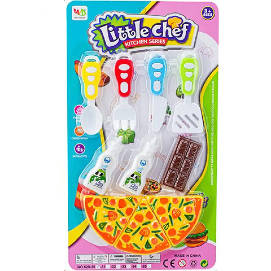 Комплект храна Little Chef с пица и прибори изображение 1