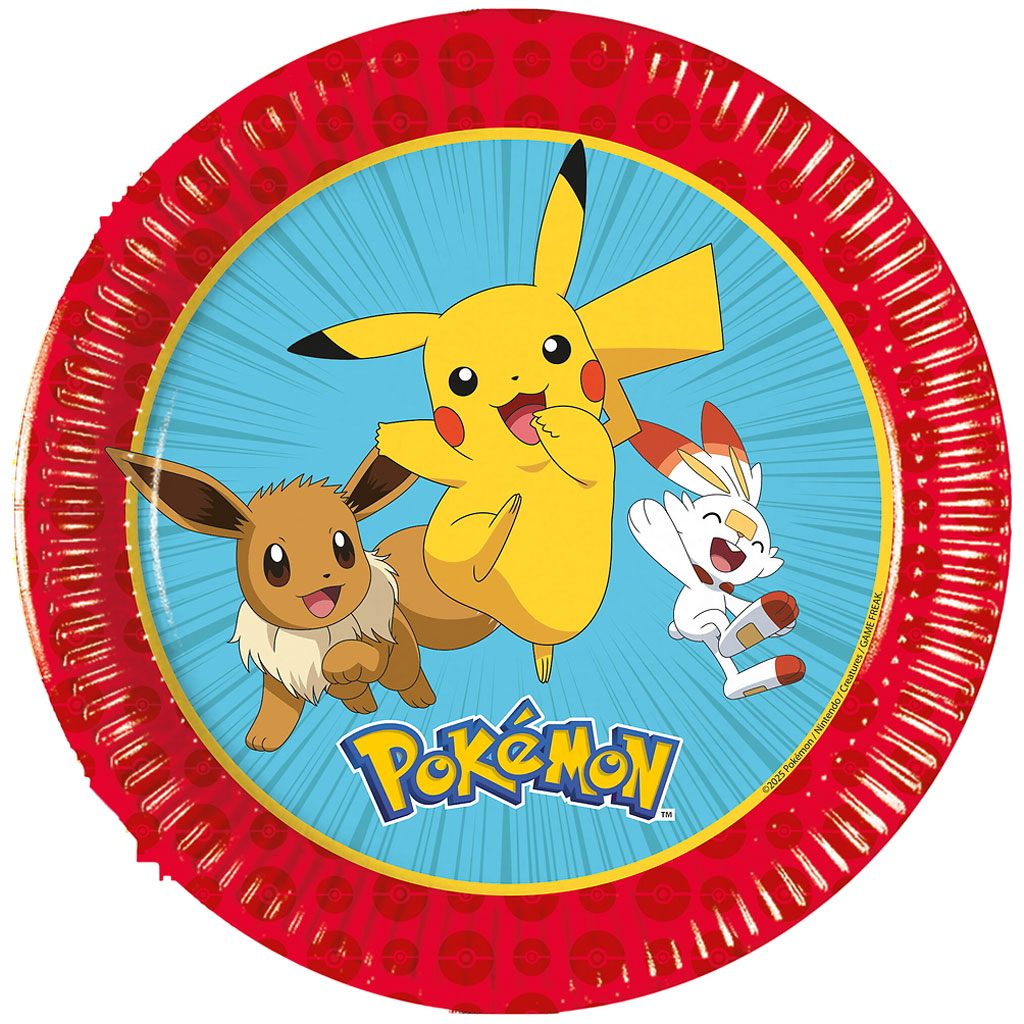 Комплект от 8 броя хартиени чинии Pokémon с диаметър 20 см изображение 1