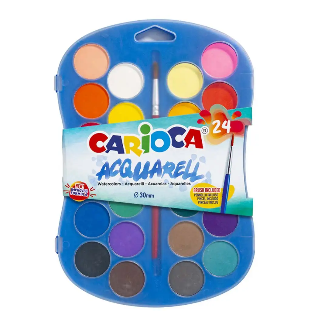 Комплект водни бои с 24 цвята 30mm - Carioca изображение 1