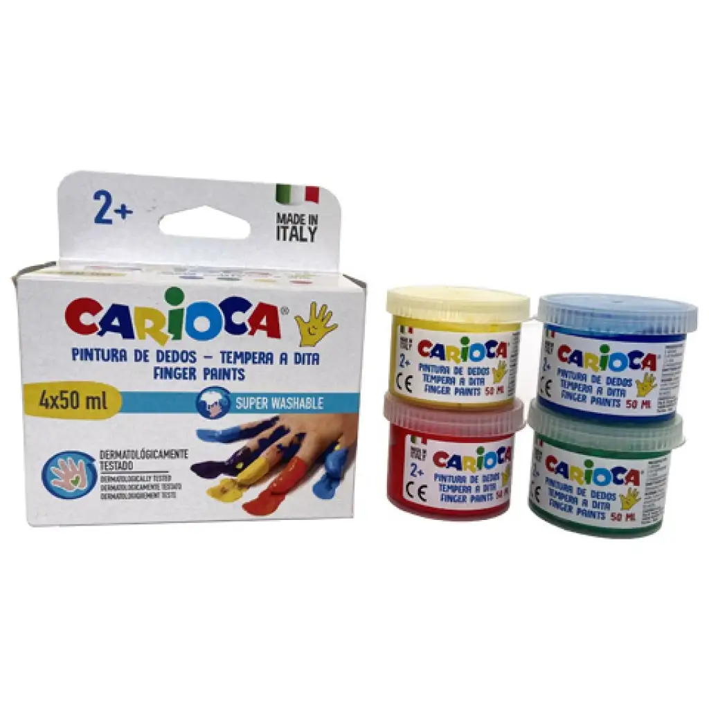 Комплект за пръстови бои с различни цветове 4x50ml - Carioca изображение 2