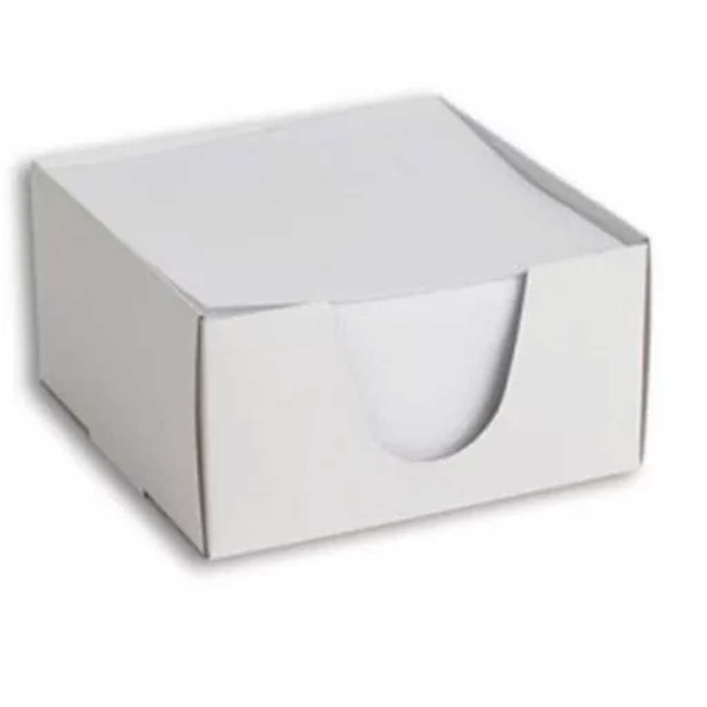 Кубче за записки 9x9x5cm с 500 листа в бяла кутия изображение 1