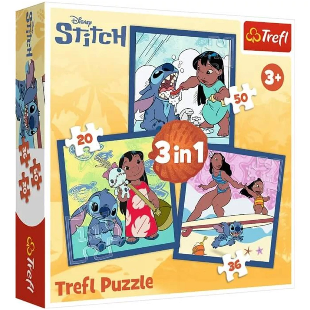 Lilo и Stitch - 3 в 1 20-36-50 части пъзел - Trefl изображение 1