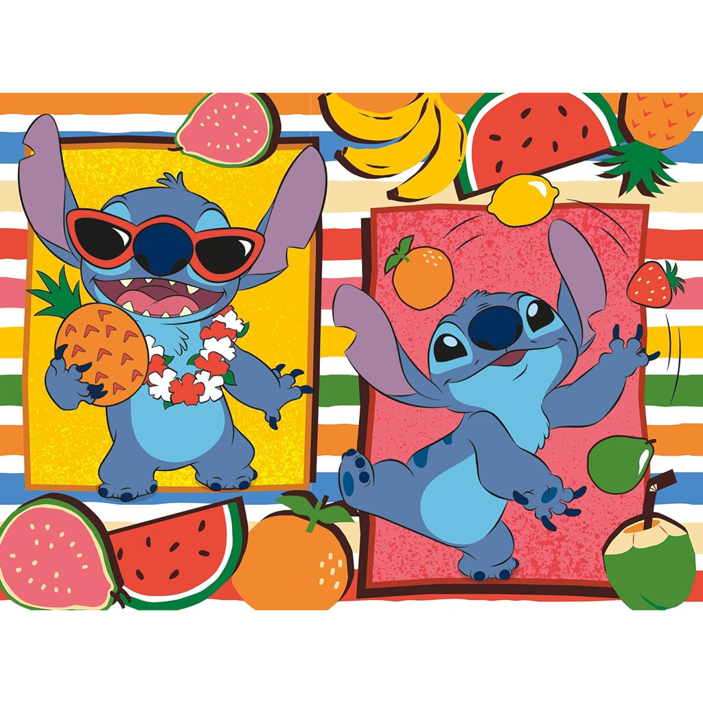 Lilo и Stitch плодова приключение 2 в 1 48бр. Eco мини пъзел и оцветяване 35x25см - Lisciani изображение 2