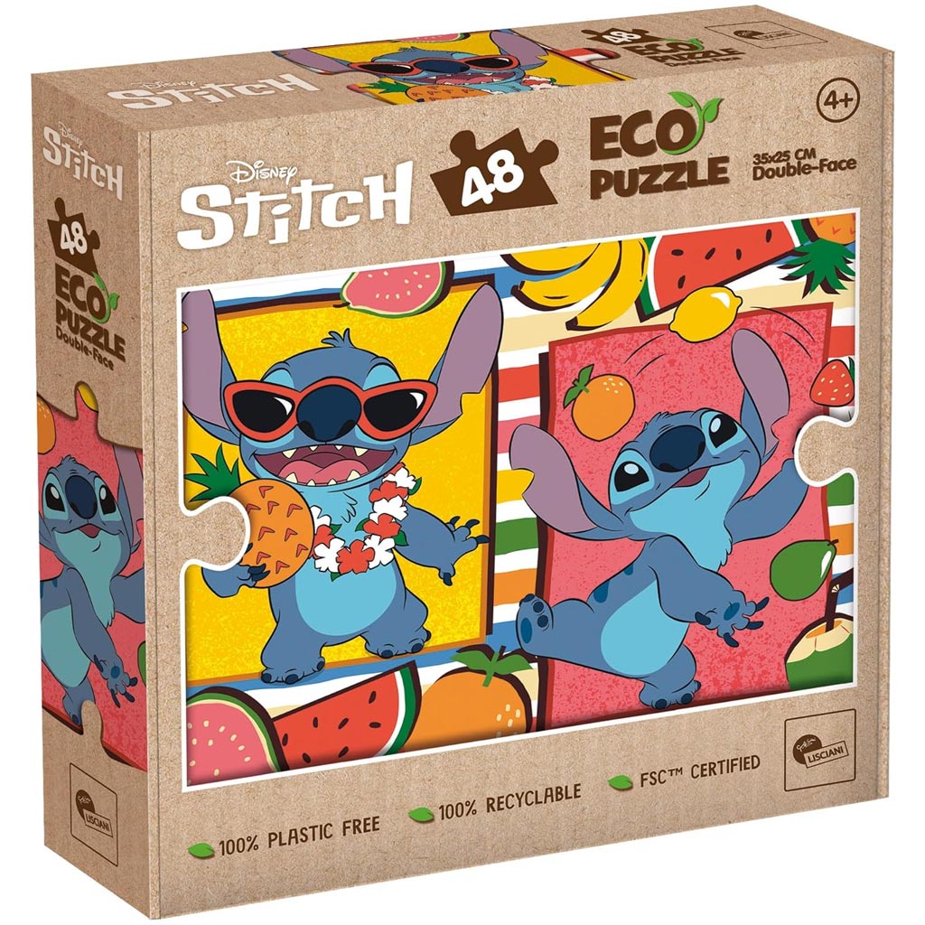 Lilo и Stitch плодова приключение 2 в 1 48бр. Eco мини пъзел и оцветяване 35x25см - Lisciani изображение 1