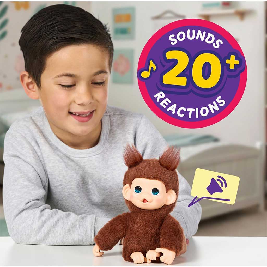 Little Live Pets: Мини Маки Чики Череша интерактивна кафява маймуна изображение 4