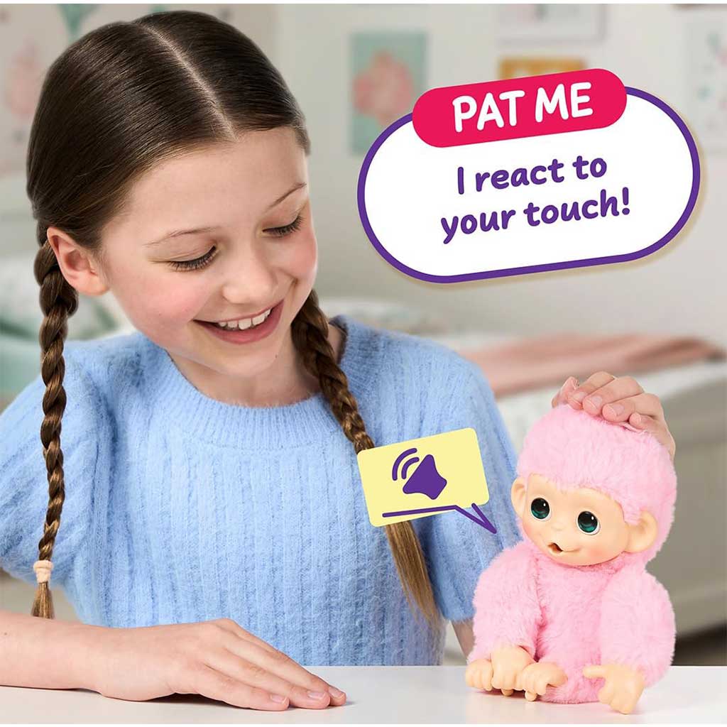 Little Live Pets: Mini Maki Luna Lemon интерактивна розова маймуна изображение 4