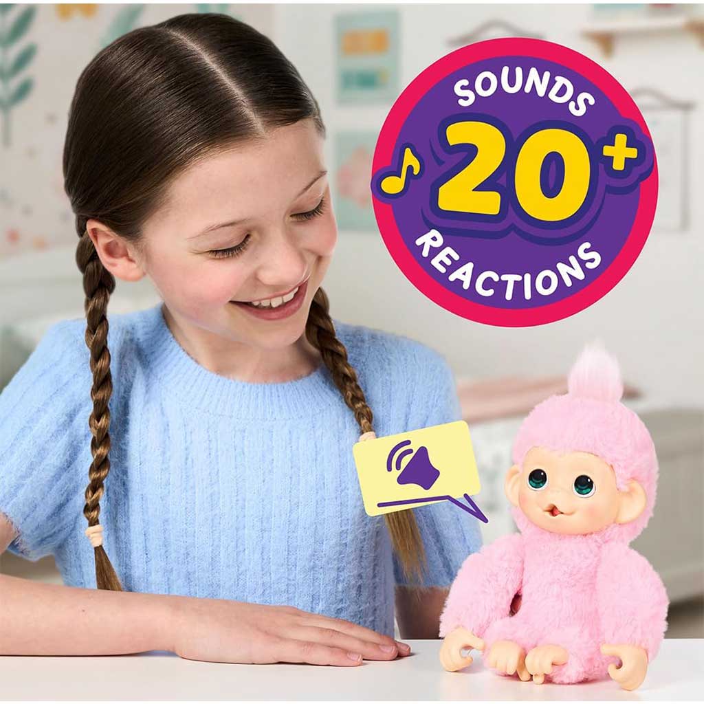 Little Live Pets: Mini Maki Luna Lemon интерактивна розова маймуна изображение 5
