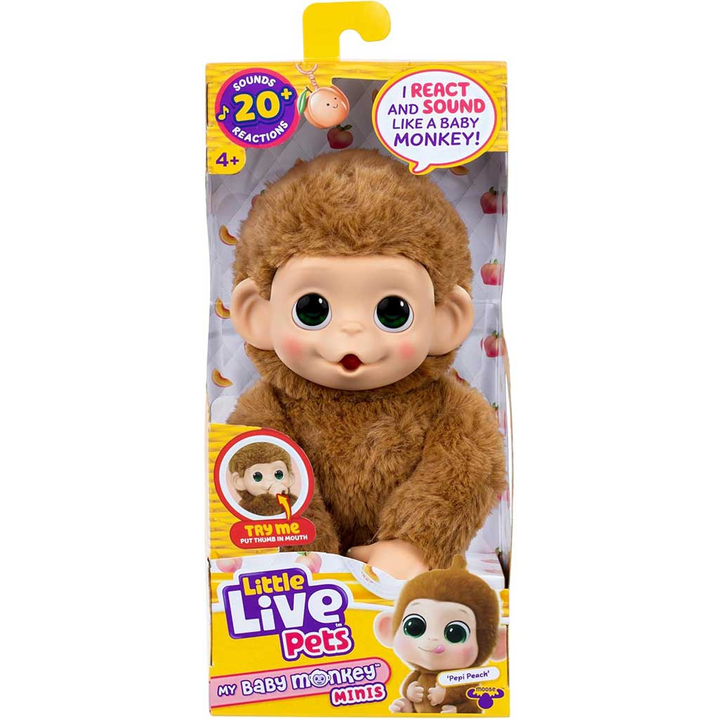 Little Live Pets: Mini Maki Pepi Peach интерактивен кремаво маймунче изображение 1