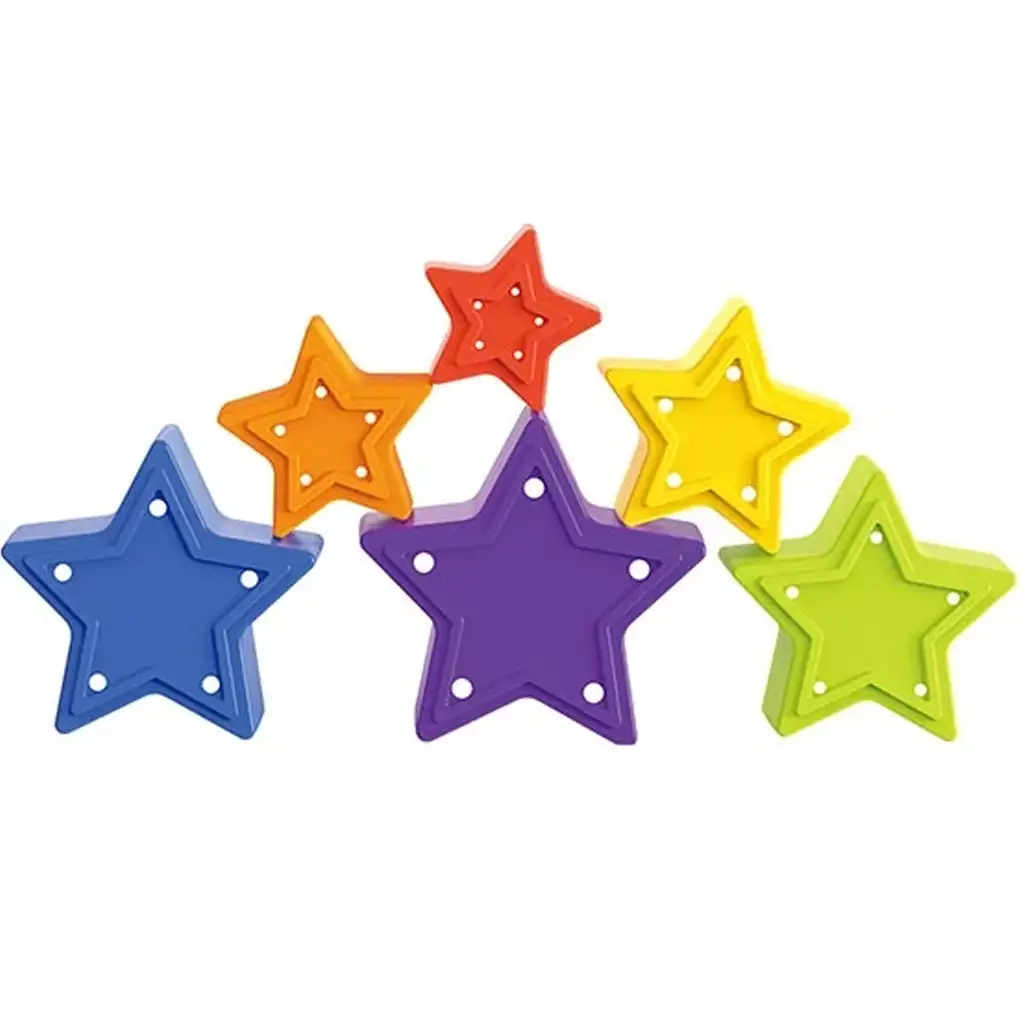 Little Stars: Цветна звезда форма строителна играчка за бебета изображение 4