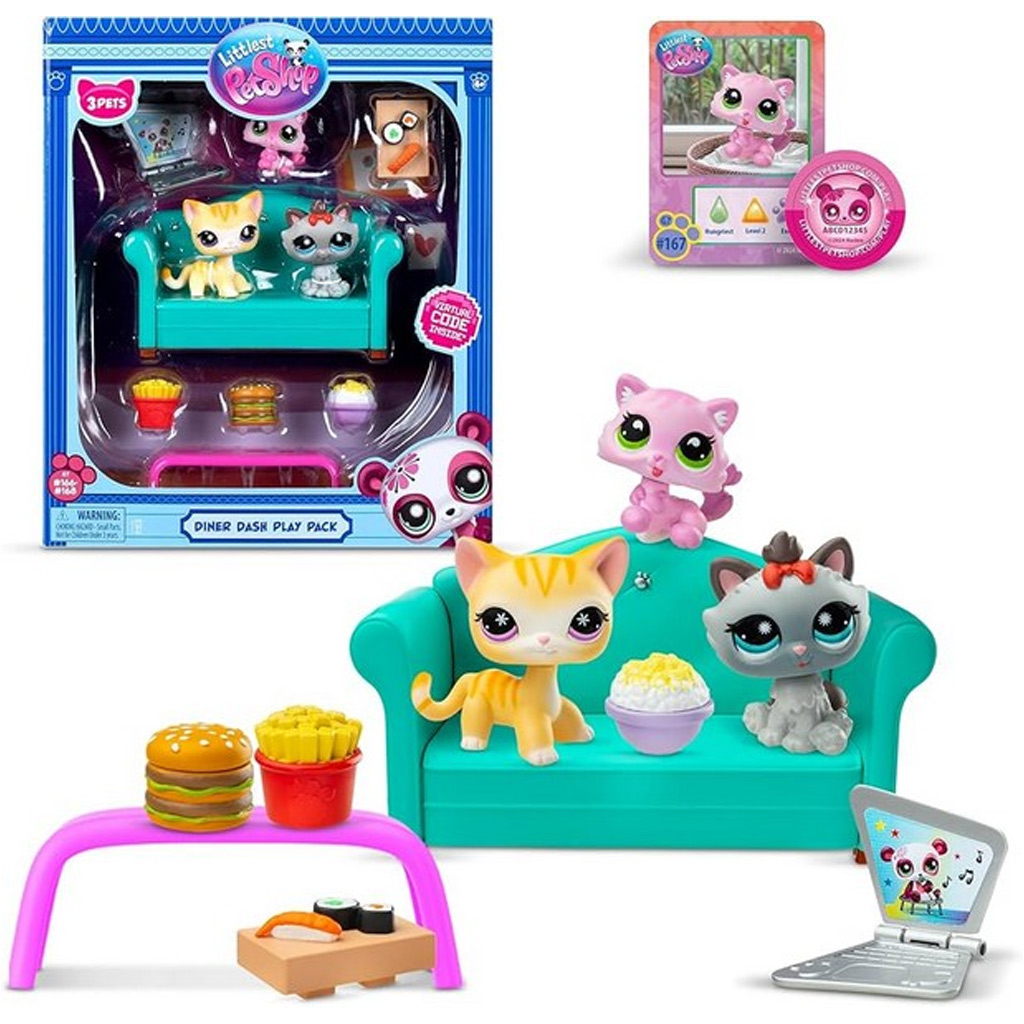 Littlest Pet Shop: Diner Dash 3-брой комплект с фигурки на котки изображение 1